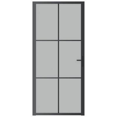 vidaXL Innerdør 93x201,5 cm svart matt glass og aluminium