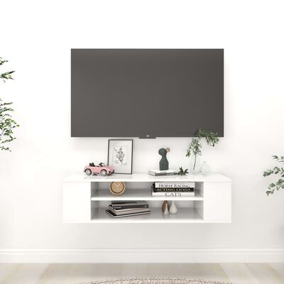 vidaXL Hengende TV-benk høyglans hvit 100x30x26,5 cm sponplate
