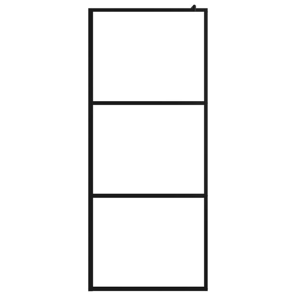 vidaXL Dusjvegg med hylle svart 90x195 cm ESG-glass og aluminium