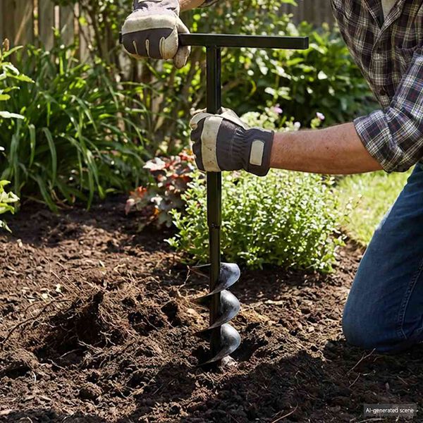 Jordbor med H&aring;ndtak 150 mm med Forlengelsesr&oslash;r 9 m St&aring;l