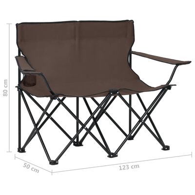 vidaXL 2-seters campingstol sammenleggbar stål og stoff gråbrun