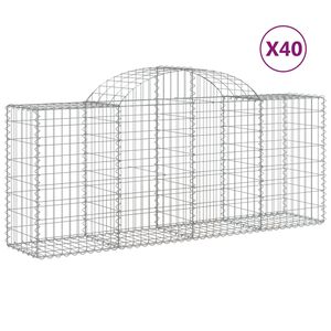 vidaXL Gabionkurver buede 40 stk 200x50x80/100 cm galvanisert jern