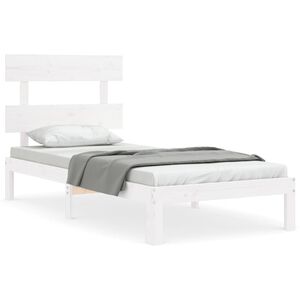 vidaXL Sengeramme med hodegavl hvit single heltre