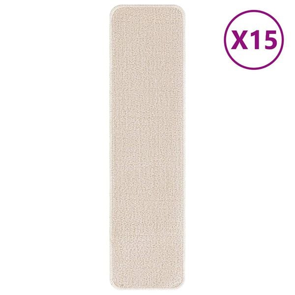 vidaXL Anti-skli Trapematter Rektangul&aelig;r 15 pcs Krem 75 x 20 cm PP
