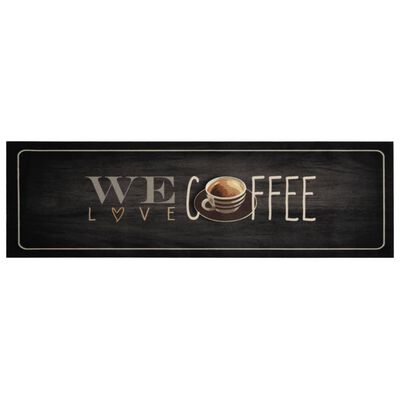vidaXL Kjøkkenteppe vaskbar Coffee tekst 45x150 cm fløyel