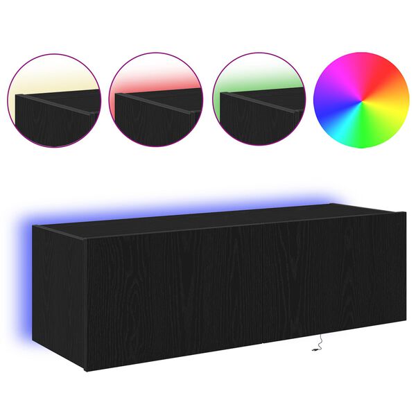 vidaXL TV Veggskap 2 pcs Svart Eik 100 x 35 x 31 cm Konstruert tre