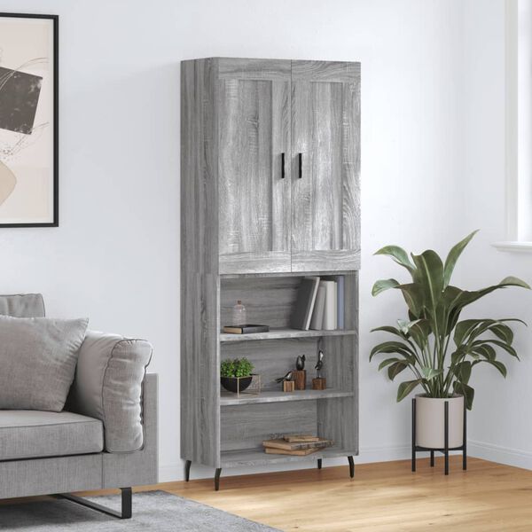vidaXL Highboard gr&aring; sonoma 69,5x34x180 cm konstruert tre