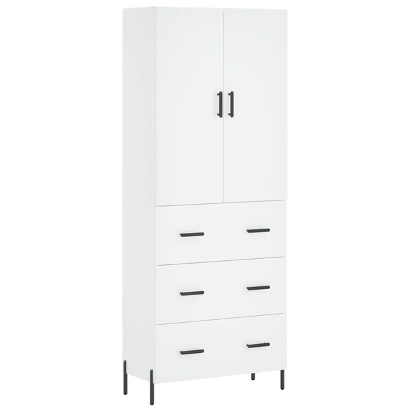 vidaXL Highboard hvit 69,5x34x180 cm konstruert tre