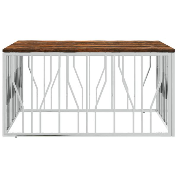 vidaXL Salongbord s&oslash;lv rustfritt st&aring;l og gjenvunnet heltre