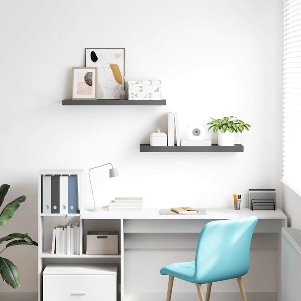 vidaXL Flytende vegghyller 2 stk h&oslash;yglans gr&aring; 80x23,5x3,8 cm MDF