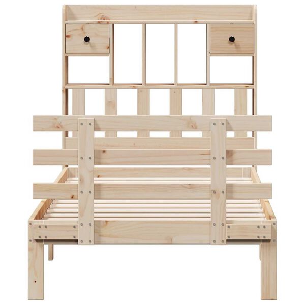 vidaXL Seng med bokhylle uten madrass 100x200 cm heltre furu