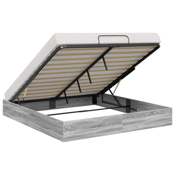 vidaXL Ottoman sengeramme Gr&aring; Sonoma 203 x 180 x 25 cm Konstruert tre