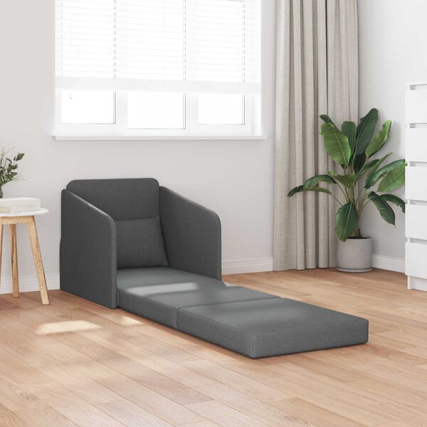 vidaXL Sammenleggbar Sofa seng M&oslash;rkegr&aring; 65 x 80 x 83 cm stoff