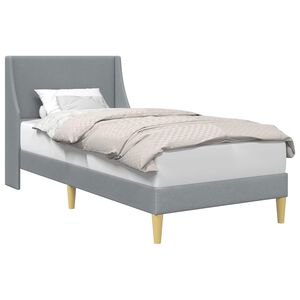 vidaXL Sengestamme med hodegjerde Lysegr&aring; 90 x 190 cm Stoff
