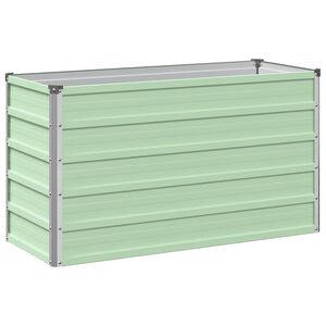 vidaXL Hevet Hagebed Pastellgr&oslash;nn 100 x 40 x 55 cm kaldvalset st&aring;l