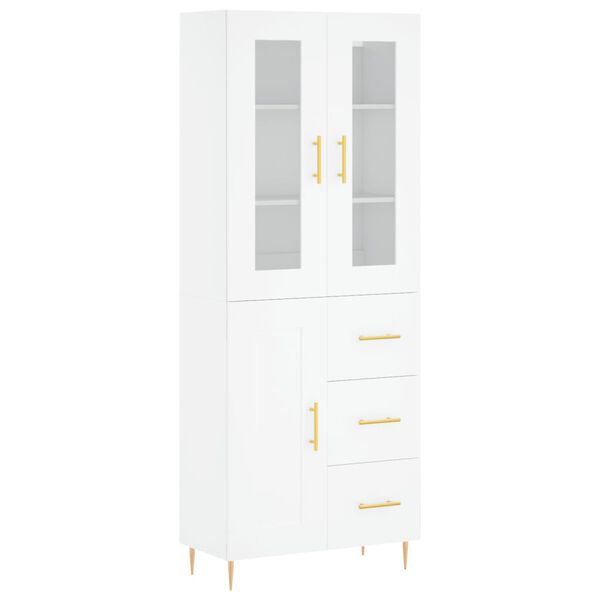 vidaXL Highboard hvit 69,5x34x180 cm konstruert tre