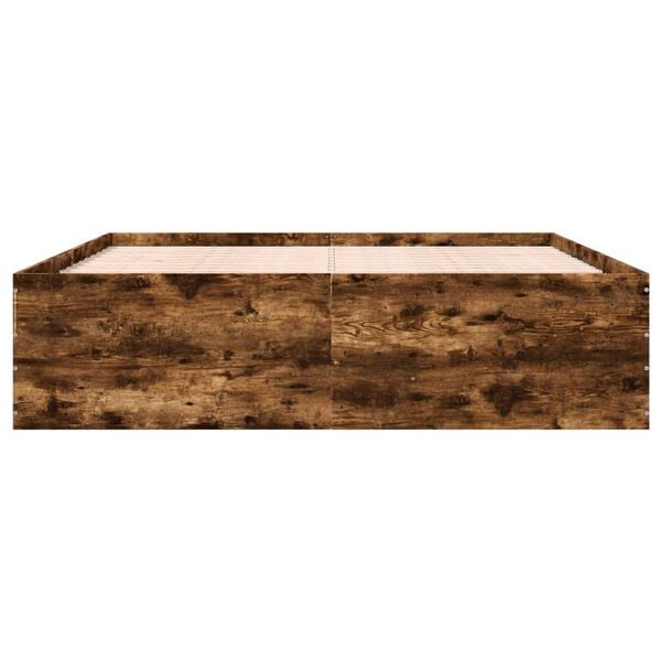 vidaXL Sengeramme r&oslash;kt eik 200x200 cm konstruert tre