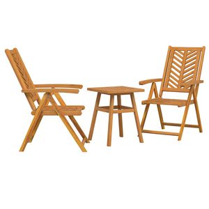 vidaXL Hage Spisegruppe 3 stk. Brun Solid akasietre