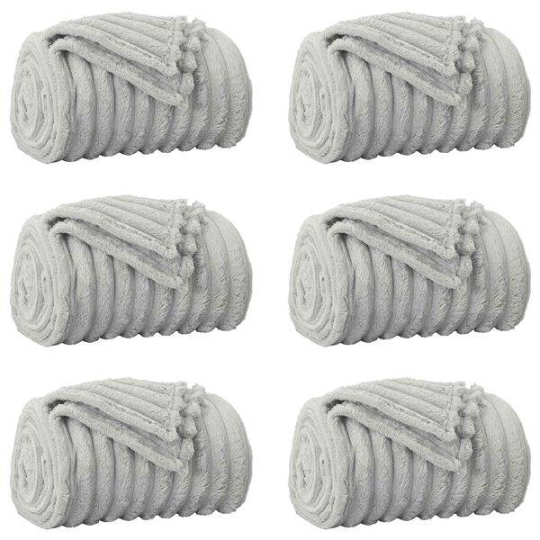 vidaXL Kastepledd 6 pcs Gr&aring; 200 x 150 cm Fleece