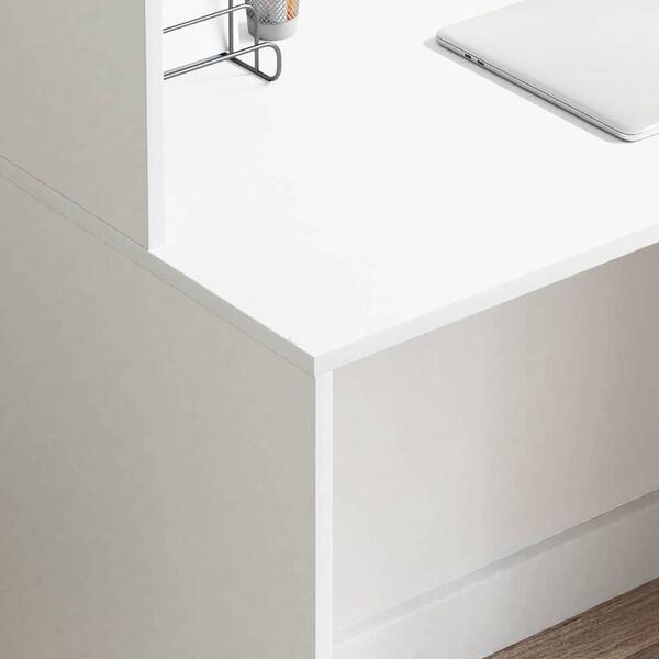 vidaXL Skrivebord med hylle Hvit 102 x 50 x 124 cm Konstruert tre