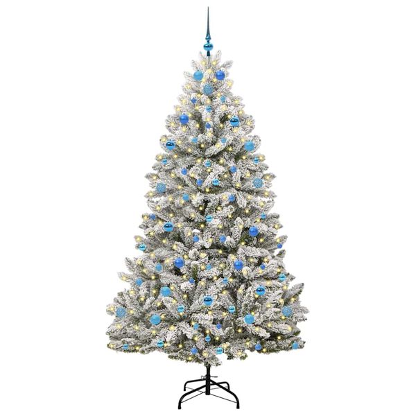 vidaXL Kunstig juletre med 300 LED Gr&oslash;nn og hvit 210 cm PVC og metall