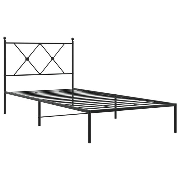 vidaXL Sengeramme i metall med hodegavl svart 90x190 cm