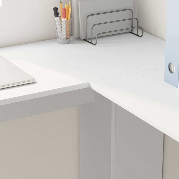 vidaXL Hjørneskrivebord med oppbevaring Hvit 140 x 113,5 x 75 cm