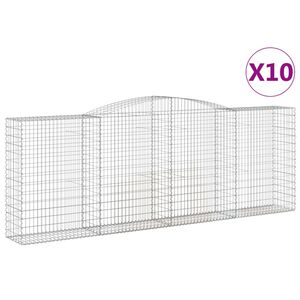 vidaXL Gabionkurver buede 10 stk 400x50x140/160 cm galvanisert jern