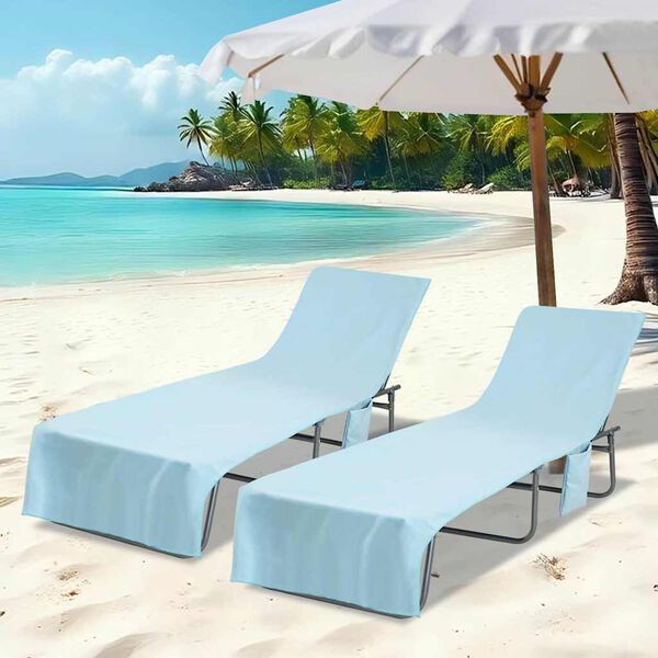 vidaXL Solsenghåndkler 2 pcs Blå 210 x 75 cm Polyester og polyamid