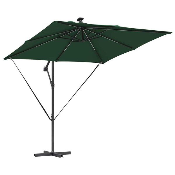 vidaXL Kantilever bananparasol gr&oslash;nn 249 x 249 x 250 cm