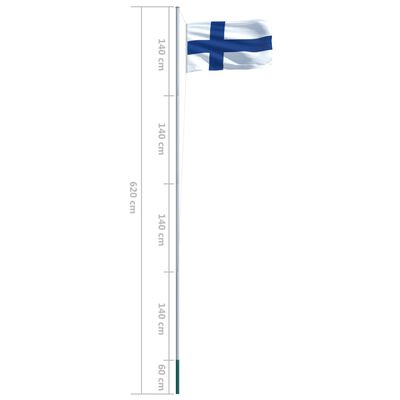 vidaXL Finsk flagg og stang aluminium 6,2 m