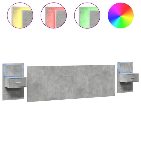 vidaXL Hodegavl med skap betonggr&aring; 240 cm konstruert tre