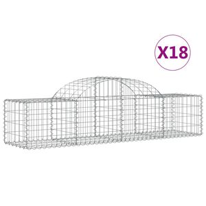 vidaXL Gabionkurver buede 18 stk 200x50x40/60 cm galvanisert jern