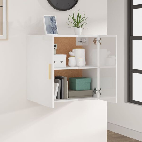 vidaXL Veggskap h&oslash;yglans hvit 60x30x60 cm konstruert tre