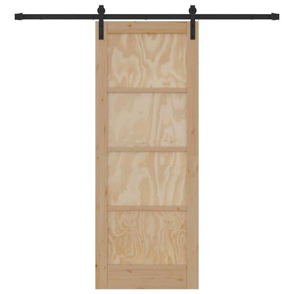 vidaXL Skyved&oslash;r Naturlig og svart 78 x 202 cm Massiv furu