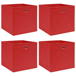 vidaXL Oppbevaringsbokser 4 stk r&oslash;d 32x32x32 cm stoff
