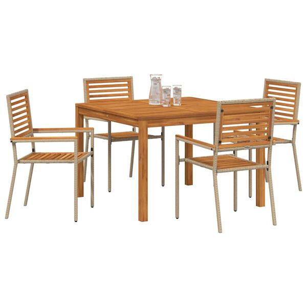 vidaXL Hage Spisegruppe 5 pcs Beige Poly rattan