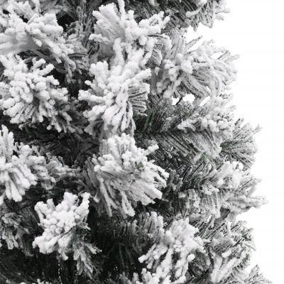 vidaXL Slankt kunstig juletre med flokket snø grønn 150 cm PVC
