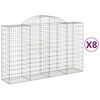 vidaXL Gabionkurver buede 8 stk 200x50x120/140 cm galvanisert jern