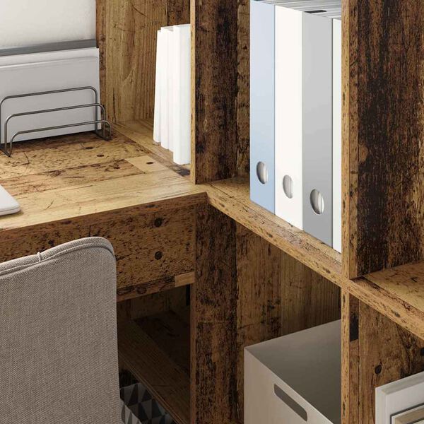 vidaXL Hjørneskrivebord med hylle Gamle tre 101,5 x 149,5 x 149,5 cm