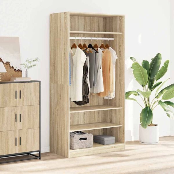 vidaXL Garderobe sonoma eik 100x50x200 cm konstruert tre