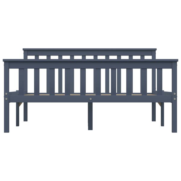 vidaXL Sengeramme med 4 skuffer grå heltre furu 140x200 cm