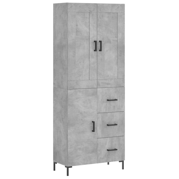 vidaXL Highboard betonggr&aring; 69,5x34x180 cm konstruert tre
