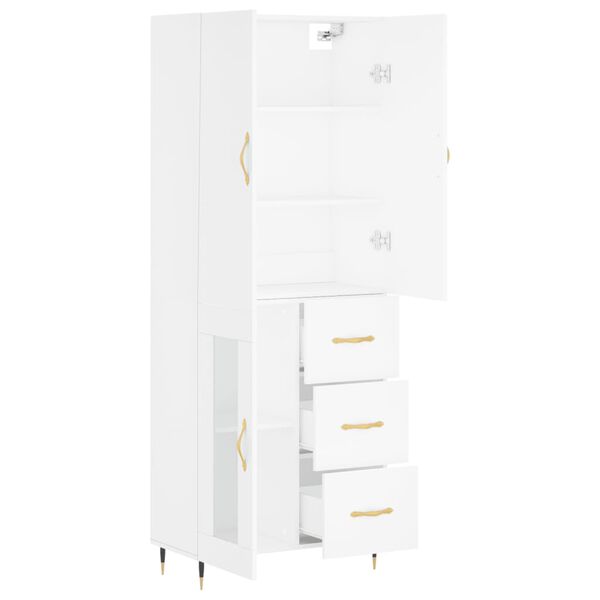 vidaXL Highboard hvit 69,5x34x180 cm konstruert tre