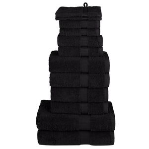 vidaXL Premium h&aring;ndklesett 12 deler SOLUND svart 600 g/m2