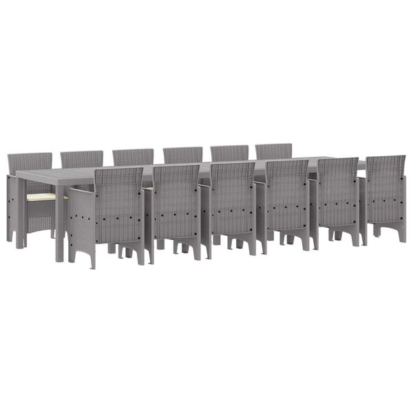vidaXL Hage Spisegruppe 13 pcs Lysegrå Polt rattan