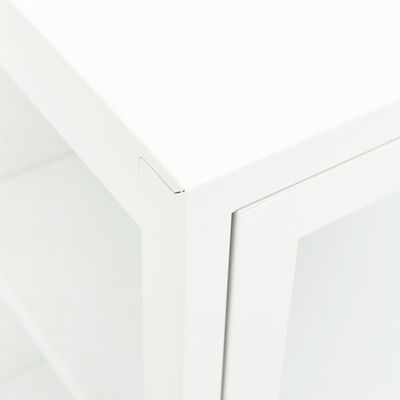 vidaXL Skjenk hvit 105x35x70 cm stål og glass