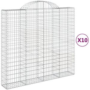 vidaXL Gabionkurver buede 10 stk 200x50x180/200 cm galvanisert jern