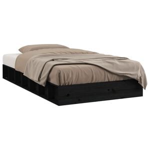 vidaXL Sengeramme svart 75x190 cm Small Single heltre