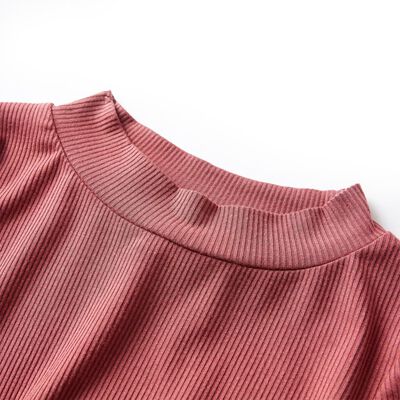 T-skjorte for barn med lange ermer halvhøy hals brent rød 92